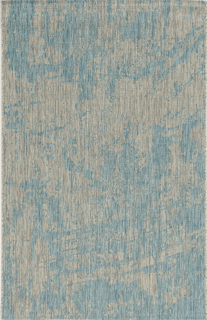 Homeroots 5' X 8' Teal Blue Abstract Indoor Outdoor Area Rug  Polypropylene 375215