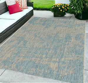 Homeroots 5' X 8' Teal Blue Abstract Indoor Outdoor Area Rug  Polypropylene 375215
