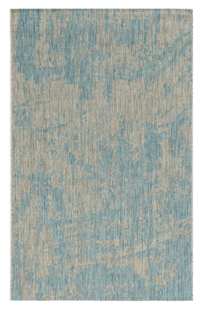 Homeroots 8' X 11' Teal Machine Woven Abstract Strokes Indoor Outdoor Area Rug  Polypropylene 375216