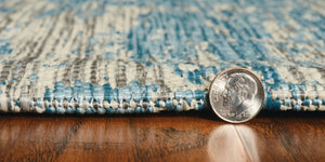 Homeroots 8' X 11' Teal Machine Woven Abstract Strokes Indoor Outdoor Area Rug  Polypropylene 375216