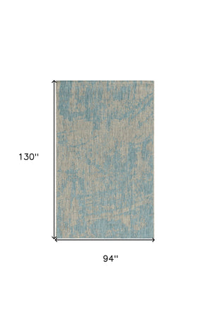 Homeroots 8' X 11' Teal Machine Woven Abstract Strokes Indoor Outdoor Area Rug  Polypropylene 375216