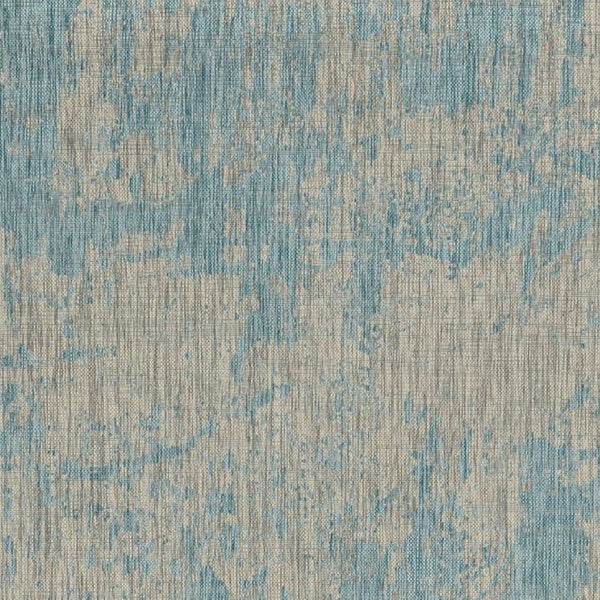 Homeroots 8' X 11' Teal Machine Woven Abstract Strokes Indoor Outdoor Area Rug  Polypropylene 375216