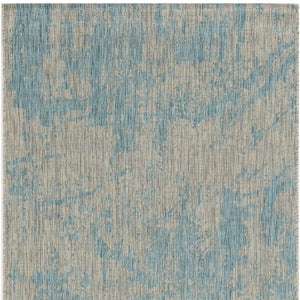Homeroots 8' X 11' Teal Machine Woven Abstract Strokes Indoor Outdoor Area Rug  Polypropylene 375216