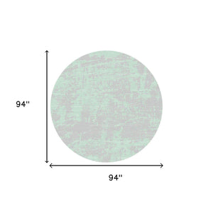 Homeroots 8' Round Blue And Green Round Abstract Indoor Outdoor Area Rug  Polypropylene 375217