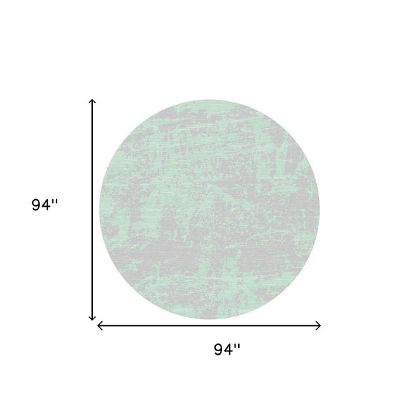 Homeroots 8' Round Blue And Green Round Abstract Indoor Outdoor Area Rug  Polypropylene 375217