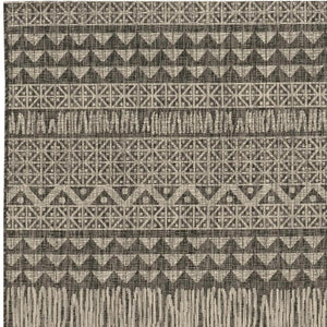 HomeRoots 5' Charcoal and Gray Tribal Area Rug – Modern Design, Durable Comfort for Living Rooms and Entryways 5' X 8' 375220