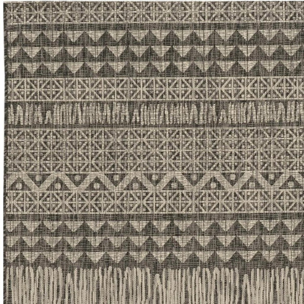 HomeRoots 5' Charcoal and Gray Tribal Area Rug – Modern Design, Durable Comfort for Living Rooms and Entryways 5' X 8' 375220
