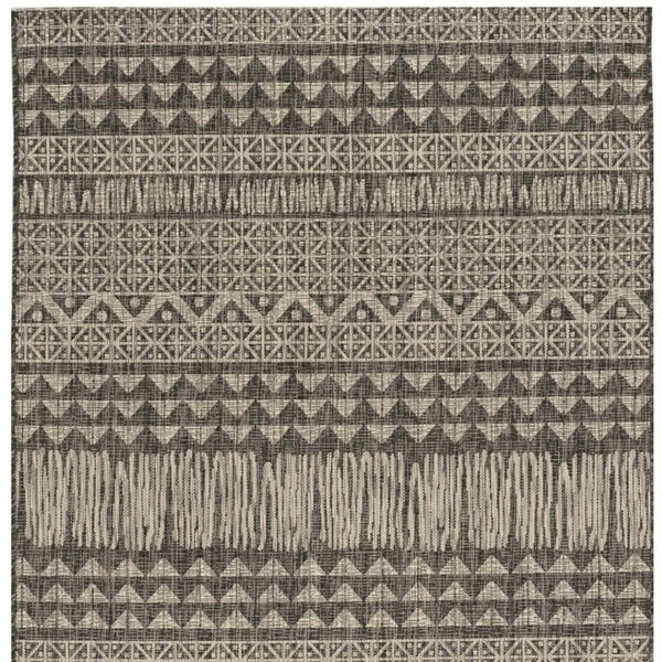 HomeRoots 5' Charcoal and Gray Tribal Area Rug – Modern Design, Durable Comfort for Living Rooms and Entryways 5' X 8' 375220