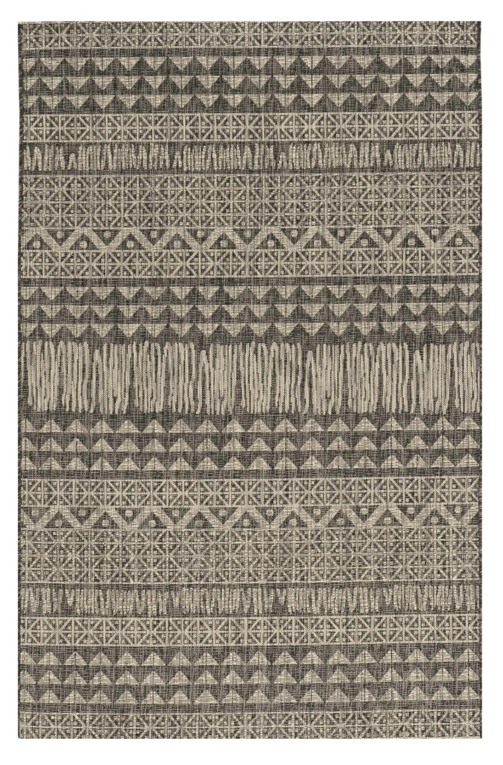 HomeRoots 5' Charcoal and Gray Tribal Area Rug – Modern Design, Durable Comfort for Living Rooms and Entryways 5' X 8' 375220