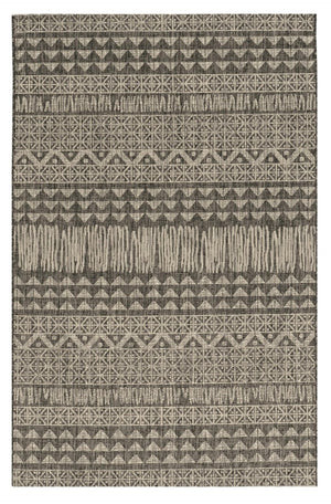 HomeRoots 5' Charcoal and Gray Tribal Area Rug – Modern Design, Durable Comfort for Living Rooms and Entryways 5' X 8' 375220