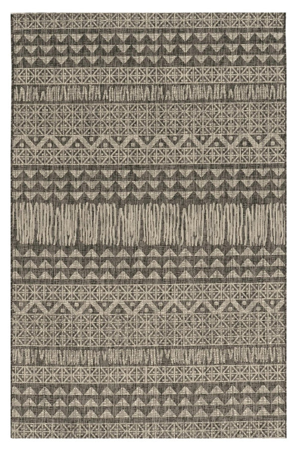 HomeRoots 5' Charcoal and Gray Tribal Area Rug – Modern Design, Durable Comfort for Living Rooms and Entryways 5' X 8' 375220