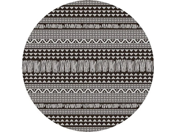 Homeroots 8' Round Charcoal Southwestern Indoor Outdoor Area Rug  Polypropylene 375222