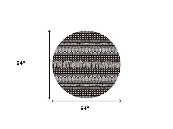 Homeroots 8' Round Charcoal Southwestern Indoor Outdoor Area Rug  Polypropylene 375222