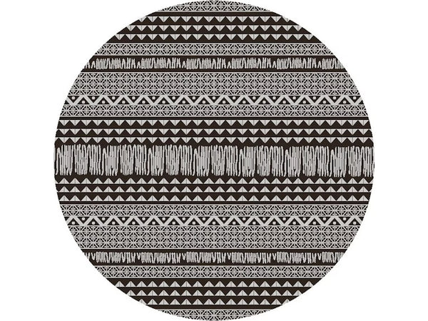 Homeroots 8' Round Charcoal Southwestern Indoor Outdoor Area Rug  Polypropylene 375222