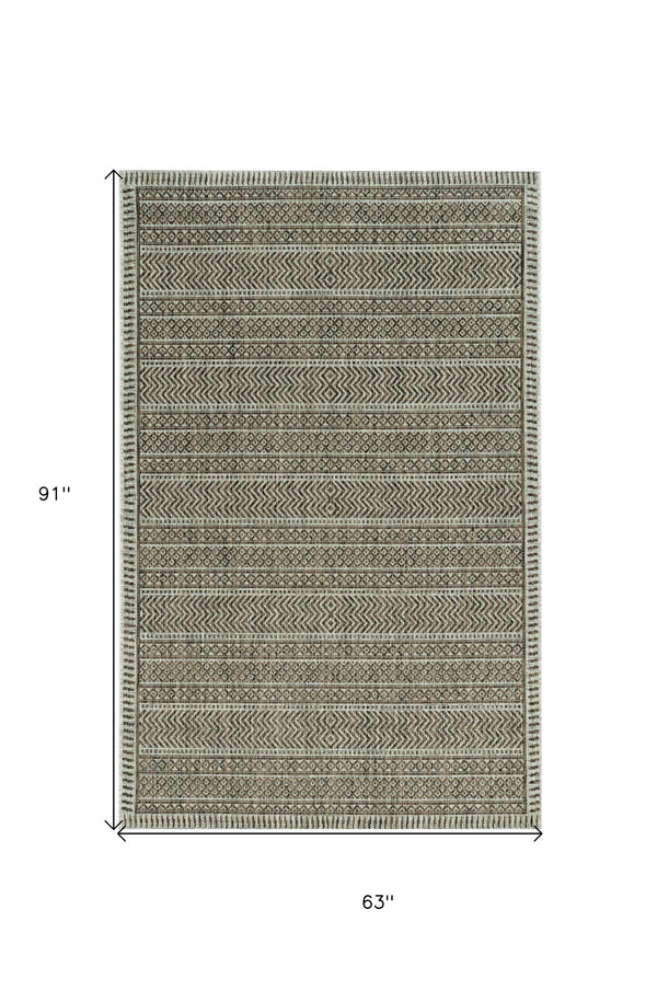 Homeroots 5' X 8' Brown Southwestern Indoor Outdoor Area Rug  Polypropylene 375224