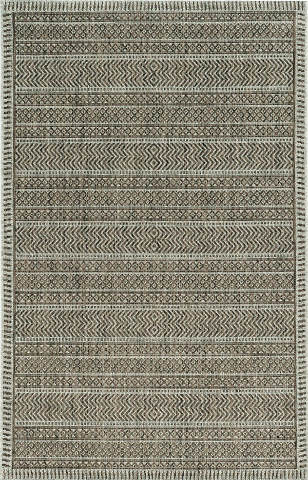 HomeRoots 8' Contemporary Brown and Ivory Geometric Area Rug - Durable, Stylish, and Perfect for High-Traffic Spaces 8" x 11" 375225
