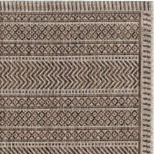 HomeRoots 8' Contemporary Brown and Ivory Geometric Area Rug - Durable, Stylish, and Perfect for High-Traffic Spaces 8" x 11" 375225