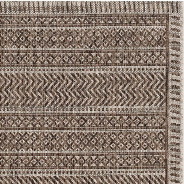 HomeRoots 8' Contemporary Brown and Ivory Geometric Area Rug - Durable, Stylish, and Perfect for High-Traffic Spaces 8" x 11" 375225