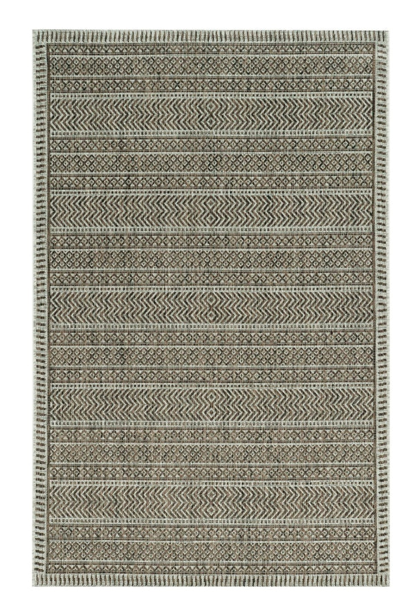 HomeRoots 8' Contemporary Brown and Ivory Geometric Area Rug - Durable, Stylish, and Perfect for High-Traffic Spaces 8" x 11" 375225