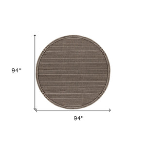 Homeroots 8' Round Mocha Geometric Pattern Indoor Outdoor Area Rug  Polypropylene 375226