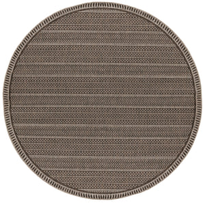 Homeroots 8' Round Mocha Geometric Pattern Indoor Outdoor Area Rug  Polypropylene 375226