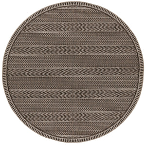 Homeroots 8' Round Mocha Geometric Pattern Indoor Outdoor Area Rug  Polypropylene 375226