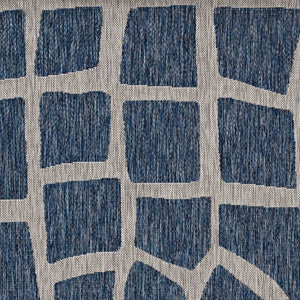 HomeRoots 5' Abstract Textured Area Rug in Blue or Grey - Durable, UV-Treated, Perfect for Indoor & Outdoor Use 375229