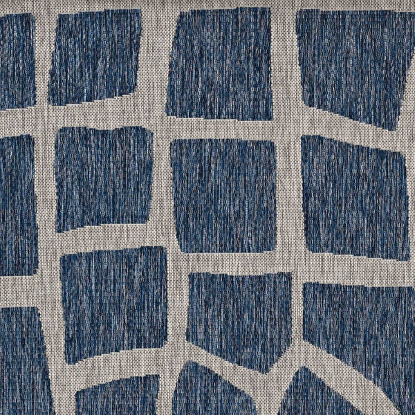 HomeRoots 5' Abstract Textured Area Rug in Blue or Grey - Durable, UV-Treated, Perfect for Indoor & Outdoor Use 375229