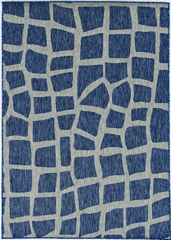 HomeRoots 8' Blue and Gray Abstract Area Rug - Modern, Durable Indoor/Outdoor Design for Versatile Spaces 8' x 11' 375230