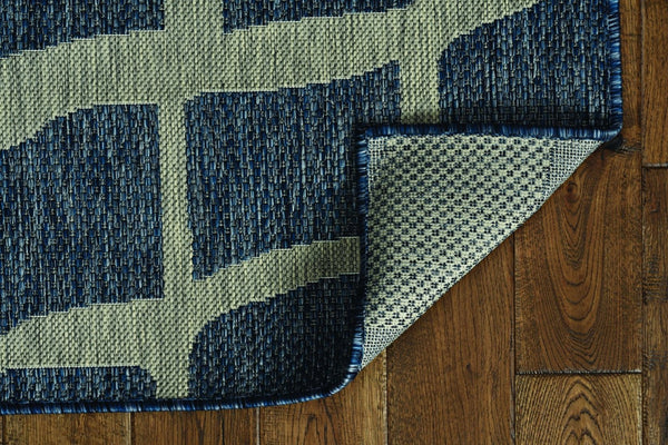 HomeRoots 8' Blue and Gray Abstract Area Rug - Modern, Durable Indoor/Outdoor Design for Versatile Spaces 8' x 11' 375230