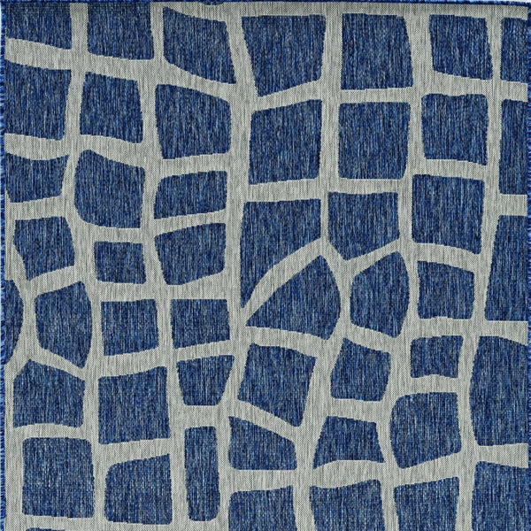 HomeRoots 8' Blue and Gray Abstract Area Rug - Modern, Durable Indoor/Outdoor Design for Versatile Spaces 8' x 11' 375230
