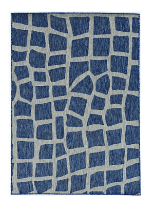 HomeRoots 8' Blue and Gray Abstract Area Rug - Modern, Durable Indoor/Outdoor Design for Versatile Spaces 8' x 11' 375230