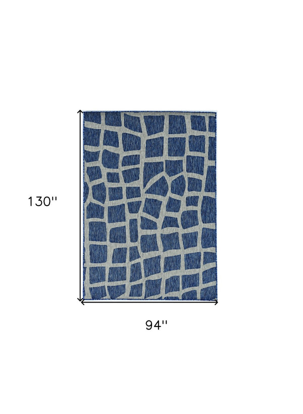 HomeRoots 8' Blue and Gray Abstract Area Rug - Modern, Durable Indoor/Outdoor Design for Versatile Spaces 8' x 11' 375230