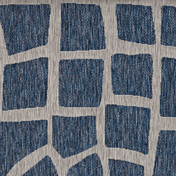 HomeRoots 8' Blue and Gray Abstract Area Rug - Modern, Durable Indoor/Outdoor Design for Versatile Spaces 8' Round 375231