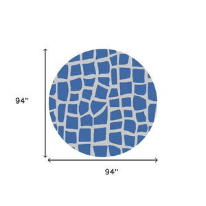 HomeRoots 8' Blue and Gray Abstract Area Rug - Modern, Durable Indoor/Outdoor Design for Versatile Spaces 8' Round 375231