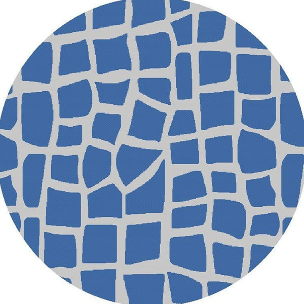 HomeRoots 8' Blue and Gray Abstract Area Rug - Modern, Durable Indoor/Outdoor Design for Versatile Spaces 8' Round 375231