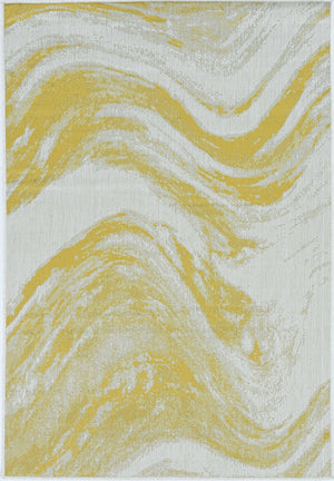 HomeRoots 8' Elegant Ivory and Gold Abstract Area Rug - Durable, Stain-Resistant, Modern Style for Any Room 8' X 11' 375235