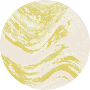 HomeRoots 5' Gold and Ivory Abstract Area Rug - Stylish Indoor/Outdoor Design for Modern Spaces and Durability 8' Round 375236