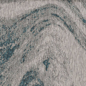 Homeroots 5' X 8' Grey Or Teal Abstract Waves Rug  Polypropylene 375239