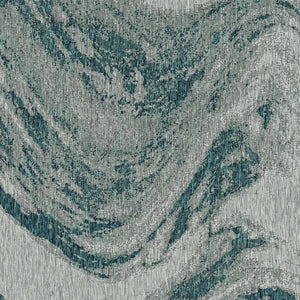HomeRoots 5' Abstract Waves Rug in Grey or Teal – Durable, Machine-Woven, Stylish for Indoor & Outdoor Spaces 375239