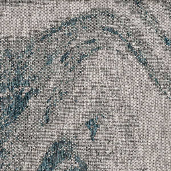 HomeRoots 8' Gray Abstract Area Rug - Stylish Indoor Outdoor Carpet for Modern Spaces, Easy to Clean & Durable 8' Round 375241