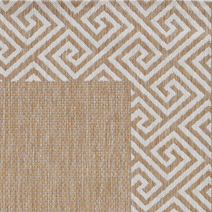 Homeroots 5' X 8' Ivory Geometric Indoor Outdoor Area Rug  Polypropylene 375244
