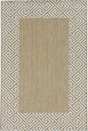 Homeroots 5' X 8' Ivory Geometric Indoor Outdoor Area Rug  Polypropylene 375244