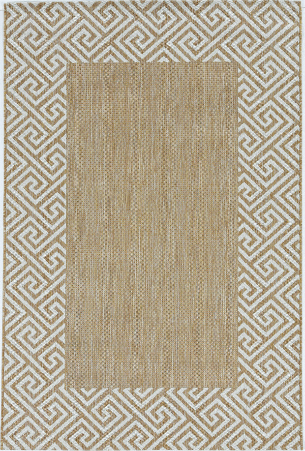 Homeroots 5' X 8' Ivory Geometric Indoor Outdoor Area Rug  Polypropylene 375244