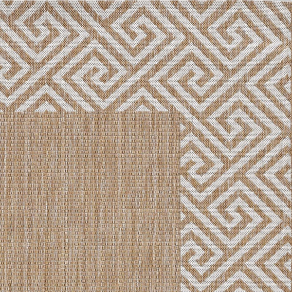 HomeRoots 8' Modern Geometric Area Rug in Natural and Beige – Perfect for Living Rooms, Dining Areas, and More! 8' Round 375246