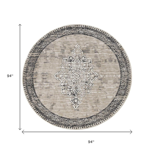 HomeRoots 8' Modern Geometric Area Rug in Natural and Beige – Perfect for Living Rooms, Dining Areas, and More! 8' Round 375246