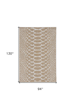 HomeRoots 8' Ivory Abstract Area Rug - Stylish Indoor Outdoor Design, Durable Comfort & Easy Care for Any Space 8' x 11' 375250