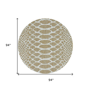 HomeRoots 8' Ivory Abstract Area Rug - Stylish Indoor Outdoor Design, Durable Comfort & Easy Care for Any Space 8' Round 375251