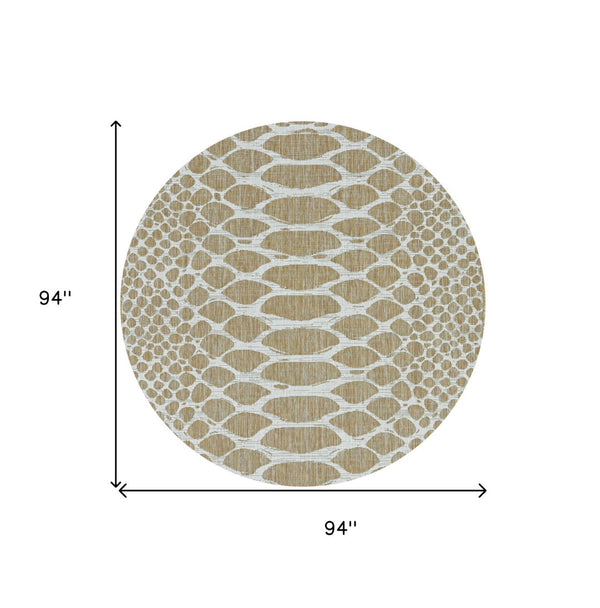 HomeRoots 8' Ivory Abstract Area Rug - Stylish Indoor Outdoor Design, Durable Comfort & Easy Care for Any Space 8' Round 375251