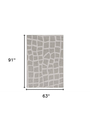 HomeRoots 5' Gray Abstract Area Rug for Indoor & Outdoor Use - Stylish, Durable, and Easy to Clean Design 5' x 8' 375254